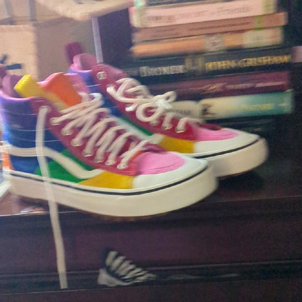 Vans Pink and Blue Athletic Shoes